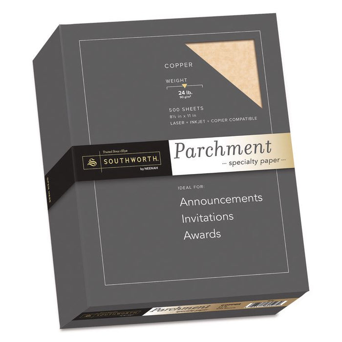 Parchment Specialty Paper, 24 lb Bond Weight, 8.5 x 11, Copper, 500/Box