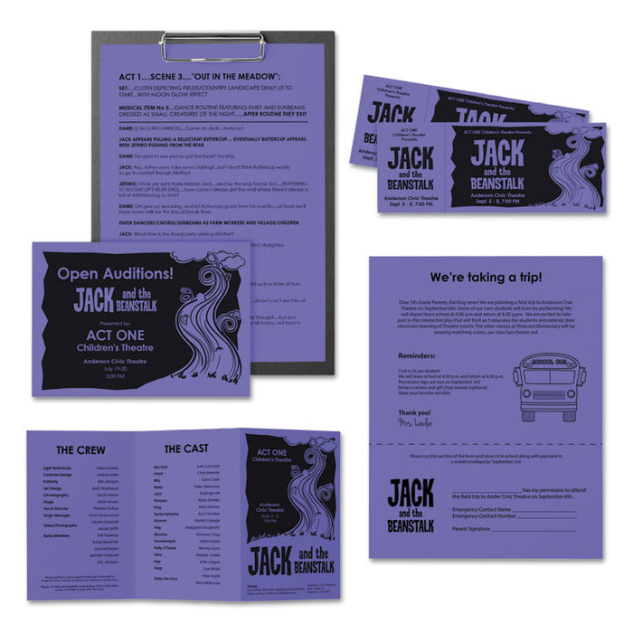 Color Paper, 24 lb Bond Weight, 8.5 x 11, Venus Violet, 500/Ream