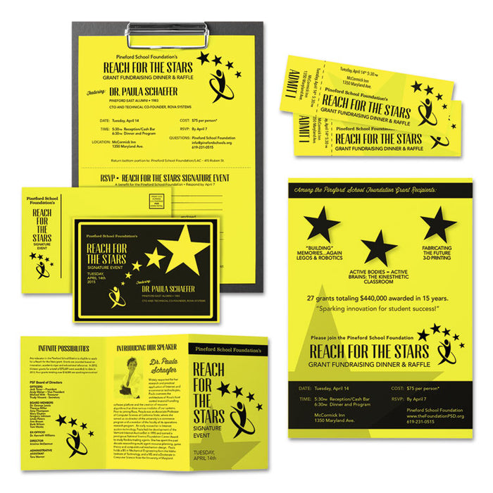 Color Cardstock, 65 lb Cover Weight, 8.5 x 11, Lift-Off Lemon, 250/Pack