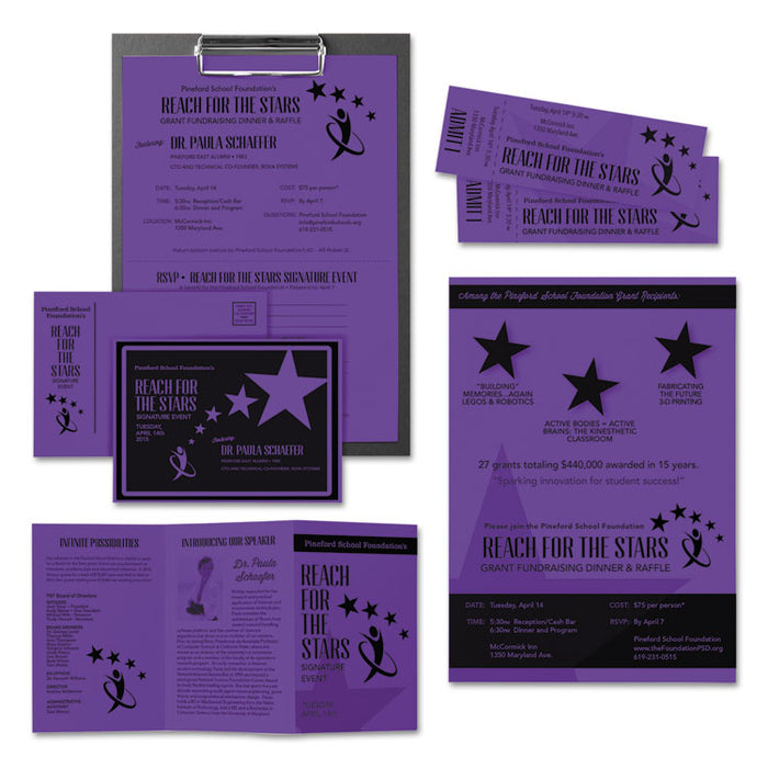 Color Cardstock, 65 lb Cover Weight, 8.5 x 11, Gravity Grape, 250/Pack