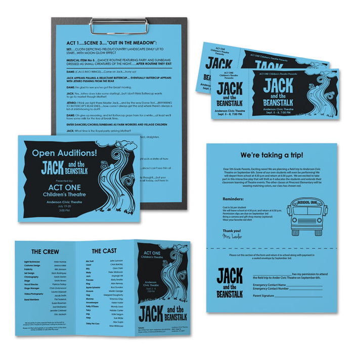 Color Paper, 24 lb Bond Weight, 11 x 17, Lunar Blue, 500/Ream