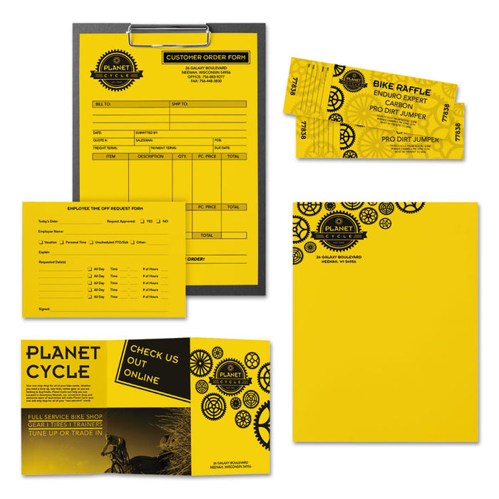 Color Paper, 24 lb Bond Weight, 8.5 x 11, Sunburst Yellow, 500/Ream