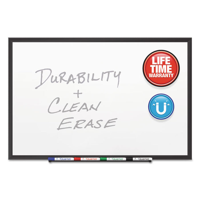 Classic Series Porcelain Magnetic Dry Erase Board, 48" x 36", White Surface, Black Aluminum Frame