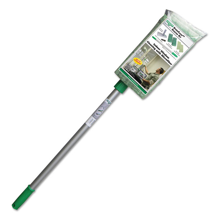 SpeedClean Window Cleaning Kit, Aluminum, 6 ft Extension Pole, 8" Pad Holder, Silver/Green