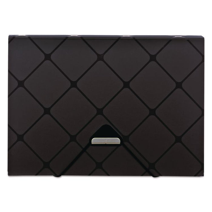Poly Expanding File, 1.5" Expansion, 13 Sections, Cord/Hook Closure, 1/12-Cut Tabs, Letter Size, Black