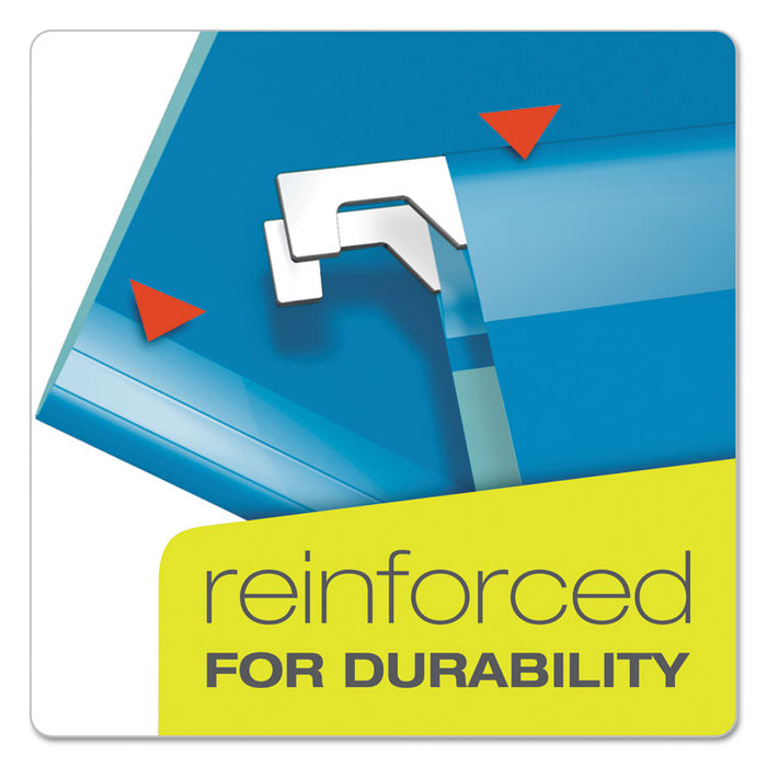 Extra Capacity Reinforced Hanging File Folders with Box Bottom w/ Tabs, 2" Capacity, Legal, 1/5-Cut Tabs, Asst Colors,25/BX
