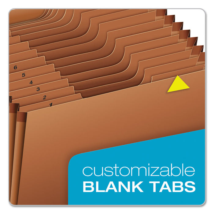 Heavy-Duty Open-Top Expanding Stadium File, 21 Sections, 1/3-Cut Tabs, Legal Size, Redrope