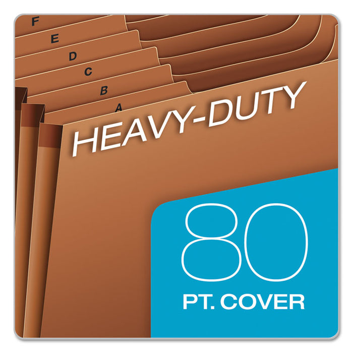 Heavy-Duty Open-Top Expanding Stadium File, 21 Sections, 1/3-Cut Tabs, Letter Size, Redrope