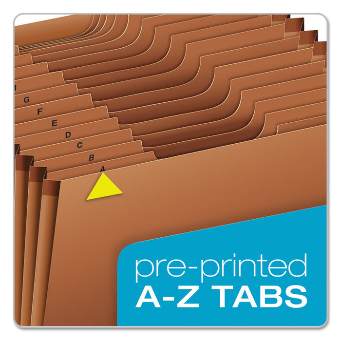 Heavy-Duty Open-Top Expanding Stadium File, 21 Sections, 1/3-Cut Tabs, Letter Size, Redrope