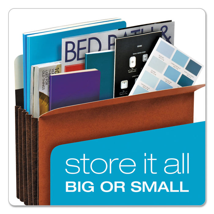 Heavy-Duty File Pockets, 3.5" Expansion, Legal Size, Redrope, 25/Box