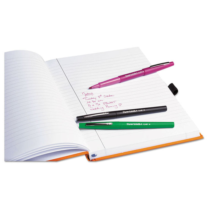 Point Guard Flair Felt Tip Porous Point Pen, Stick, Medium 0.7 mm, Green Ink, Green Barrel, Dozen