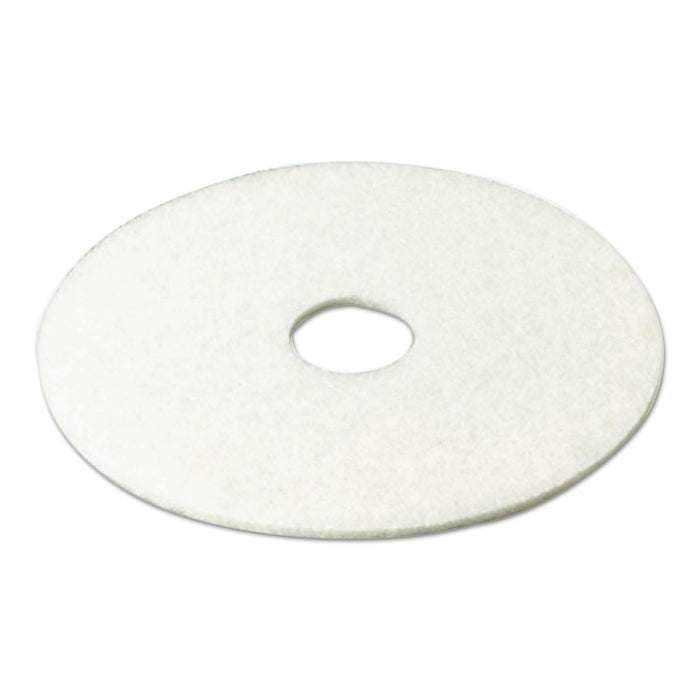 Low-Speed Super Polishing Floor Pads 4100, 20" Diameter, White, 5/Carton