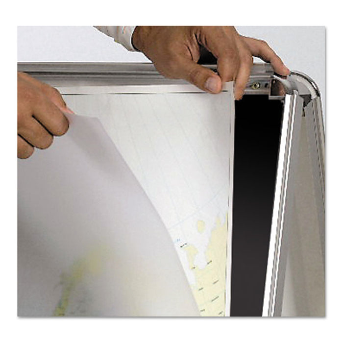 Reversible Wet Erase Sign Board, Black 23" x 33" Surface, Satin Aluminum Frame, 24" x 24" x 42"