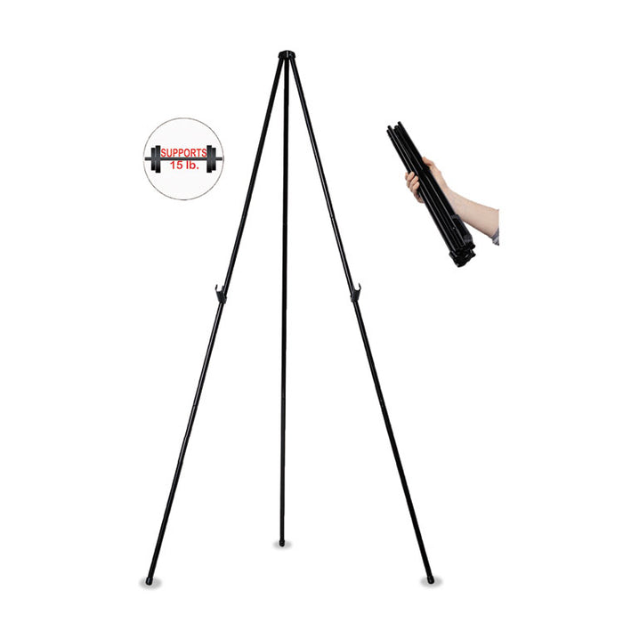 Heavy-Duty Instant Easel, 61.5" Tall, Metal, Black