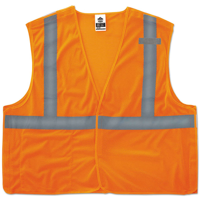 GloWear 8215BA Type R Class 2 Econo Breakaway Mesh Vest, Polyester Mesh, 4X-Large to 5X-Large, Orange