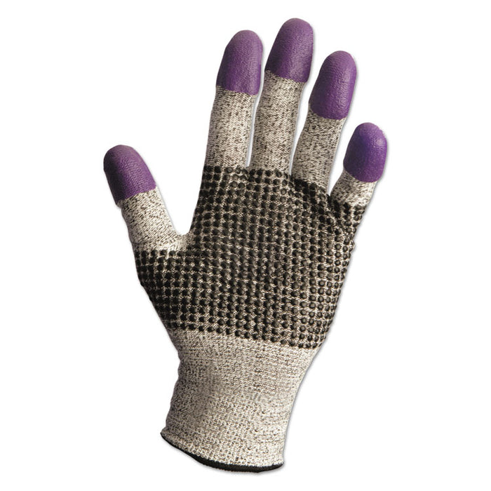 G60 PURPLE NITRILE Cut-Resistant Gloves, EN388: 4340, 9.06" Long, Medium (Size 8), Black/White, 12 Pairs/Carton