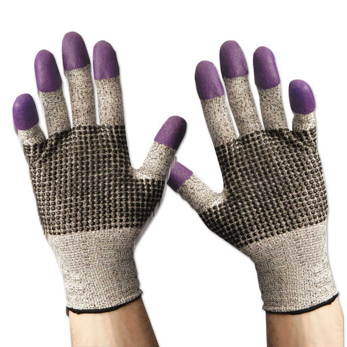 G60 PURPLE NITRILE Cut-Resistant Gloves, EN388: 4340, 9.84" Long, X-Large (Size 10), Black/White, 12 Pairs/Carton