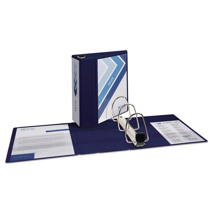 Heavy-Duty View Binder with DuraHinge and Locking One Touch EZD Rings, 3 Rings, 5" Capacity, 11 x 8.5, Navy Blue