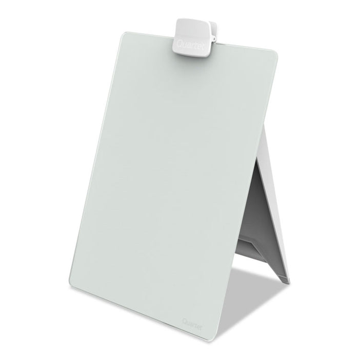 Glass Dry Erase Desktop Copy Holder, Holds Up to 20 Letter Size Sheets, Plastic, White