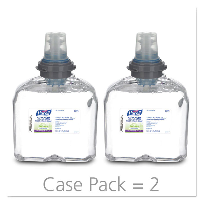 Advanced Hand Sanitizer Green Certified TFX Refill, Foam, 1,200 mL, Fragrance-Free, 2/Carton