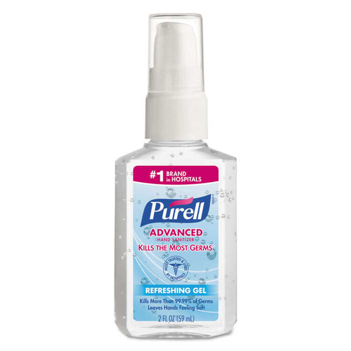 Advanced Hand Sanitizer Refreshing Gel, 2 oz Pump Bottle, Refreshing Scent, 24/Carton