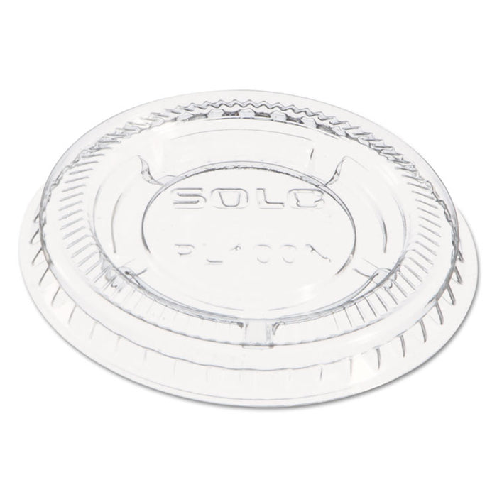 Portion/Souffle Cup Lids, Fits 0.5 oz to 1 oz Portion Cups, Plastic, Clear, 125/Pack, 20 Packs/Carton