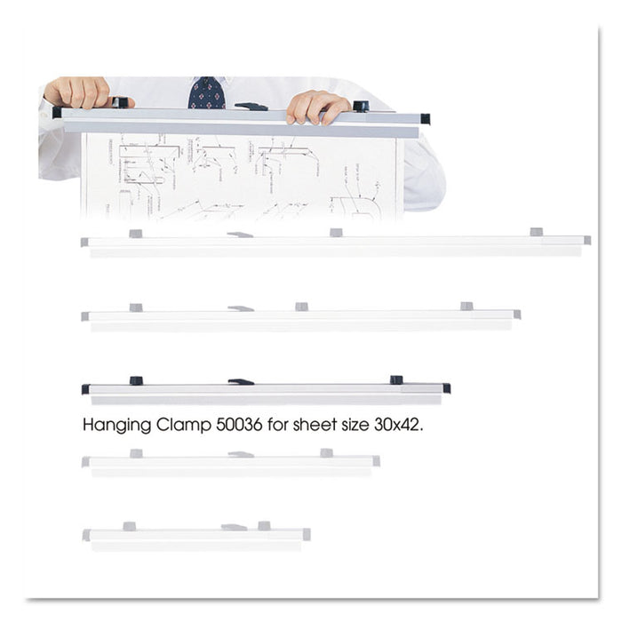 Sheet File Hanging Clamps, 100 Sheets Per Clamp, 30" Length, 6/Carton