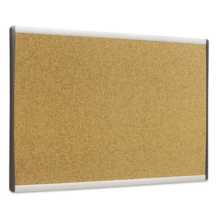 ARC Frame Cubicle Board, Cork Bulletin, 30" x 18", Tan Surface, Satin Aluminum Frame