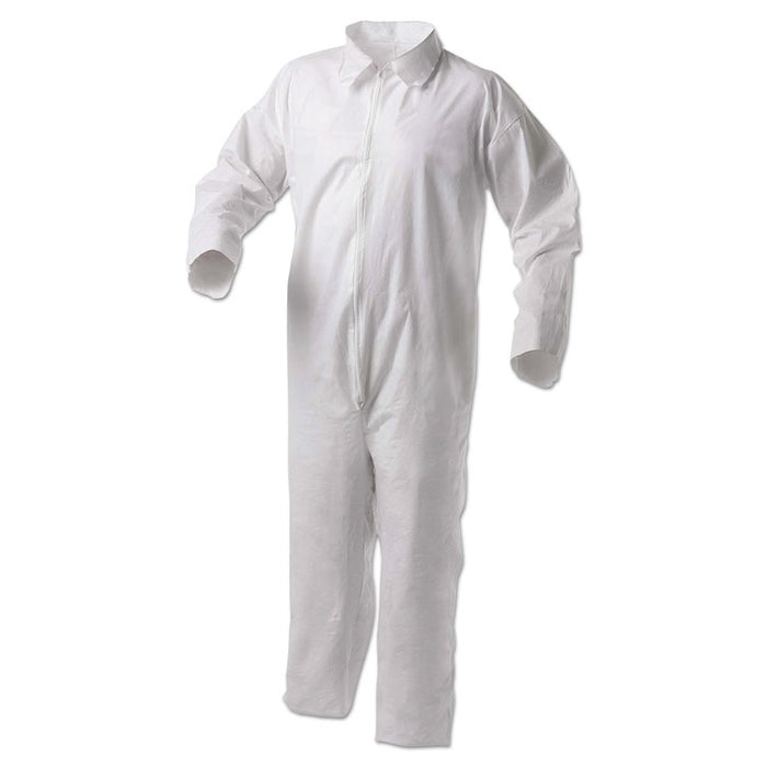 A35 Liquid and Particle Protection Coveralls, Zipper Front, 4X-Large, White, 25/Carton