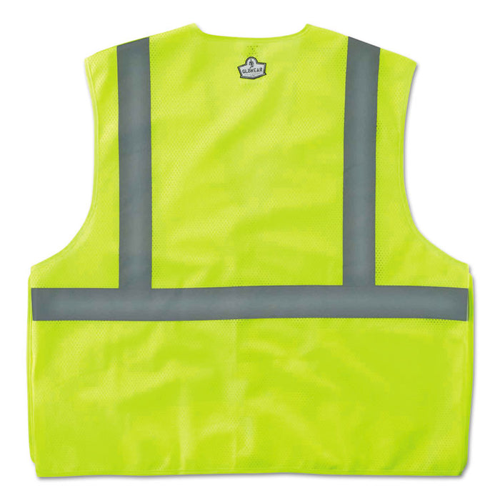 GloWear 8215BA Type R Class 2 Econo Breakaway Mesh Safety Vest, Polyester, 2X-Large to 3X-Large, Lime
