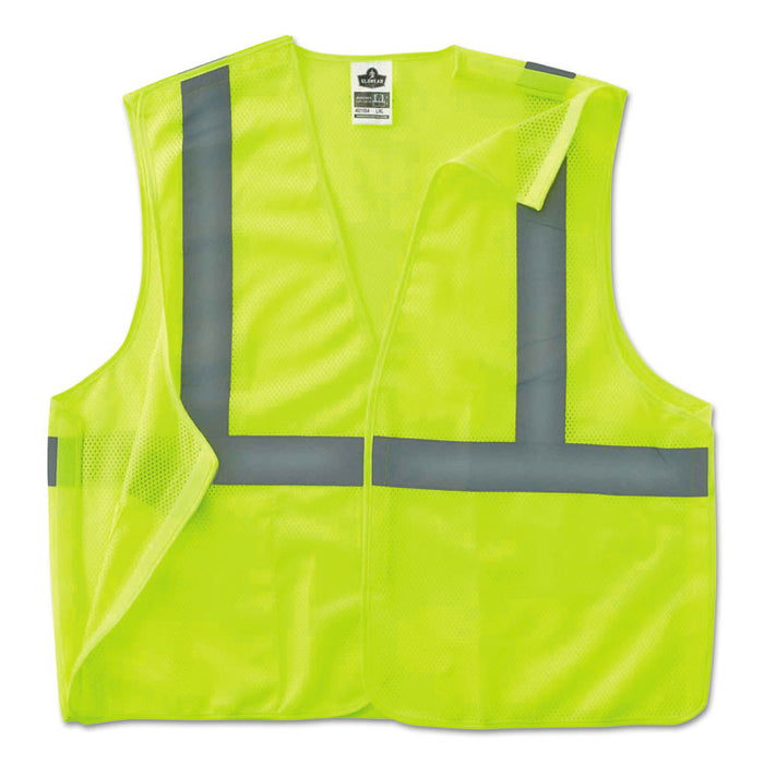 GloWear 8215BA Type R Class 2 Econo Breakaway Mesh Safety Vest, Polyester, 2X-Large to 3X-Large, Lime