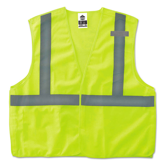 GloWear 8215BA Type R Class 2 Econo Breakaway Mesh Safety Vest, Polyester, Small to Medium, Lime