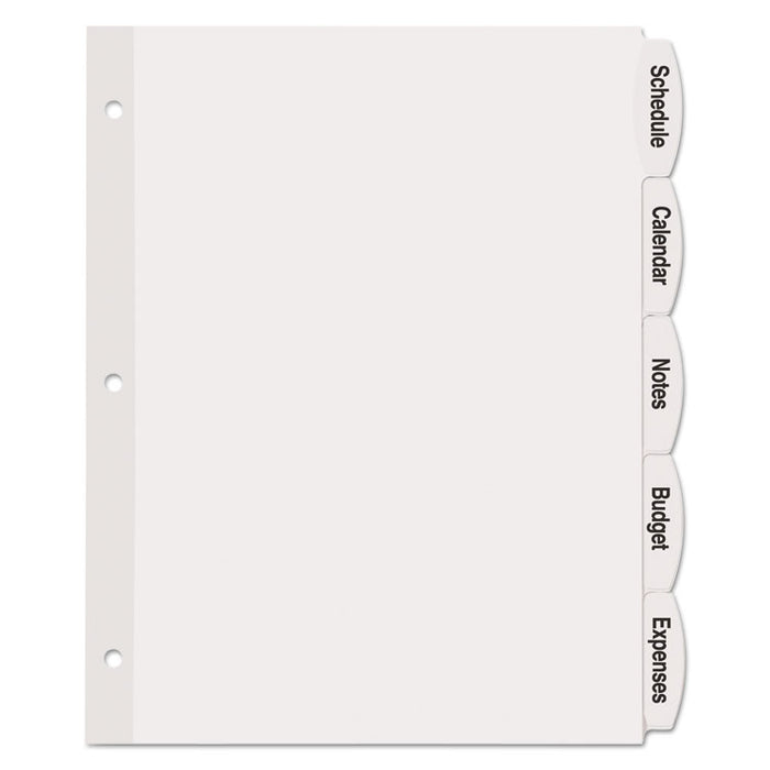 Big Tab Printable White Label Tab Dividers, 5-Tab, 11 x 8.5, White, 20 Sets