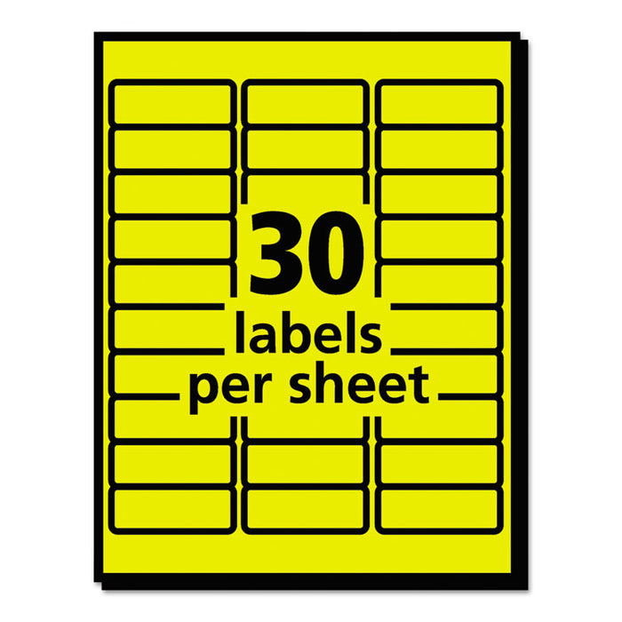 High-Visibility Permanent Laser ID Labels, 1 x 2.63, Neon Yellow, 750/Pack