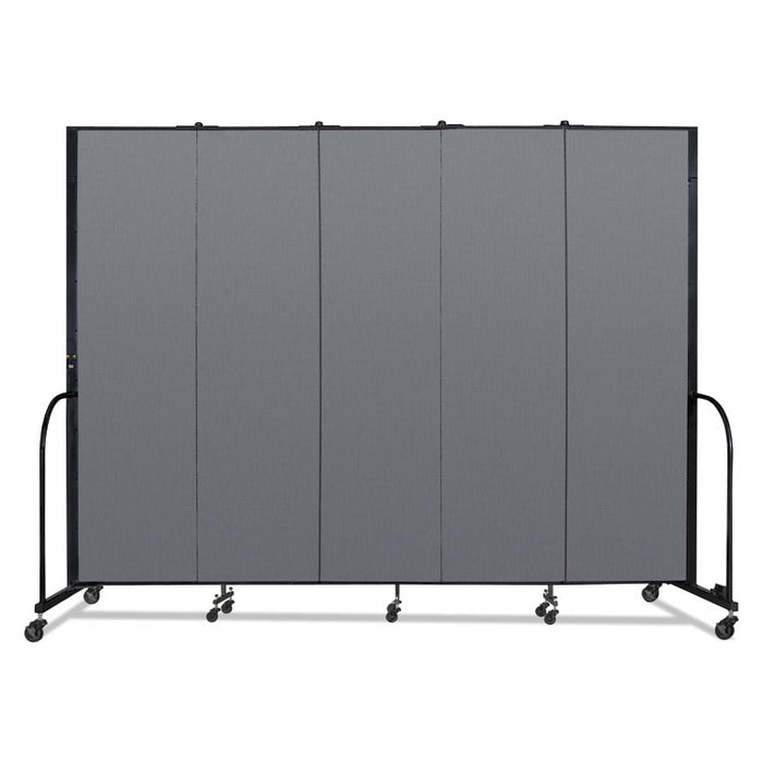 Portable Room Divider, 9 ft 5" x 0.75" x 7 ft 4", Vinyl/Fiberglass/Steel, Gray