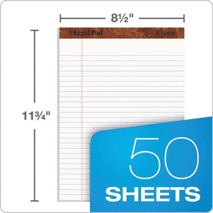 "The Legal Pad" Ruled Perforated Pad, Wide/Legal Rule, (50) White 8.5 x 11.75 Sheets, Dozen