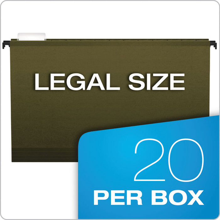 SureHook Hanging Folders, Legal Size, 1/5-Cut Tabs, Standard Green, 20/Box