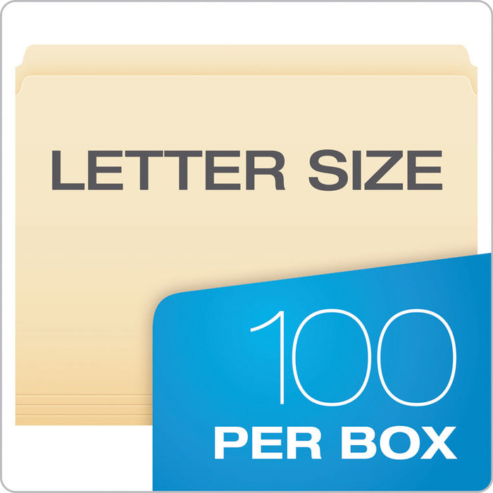 Manila File Folders, Straight Tabs, Letter Size, 0.75" Expansion, Manila, 100/Box