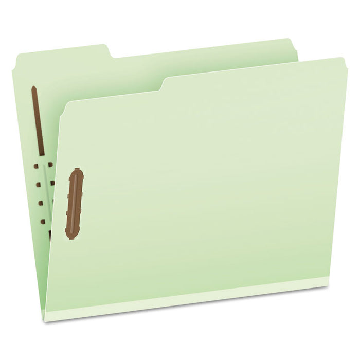Heavy-Duty Pressboard Folders with Embossed Fasteners, 1/3-Cut Tab, Expands 1", 2 Fasteners, Letter Size, Green, 25/Box
