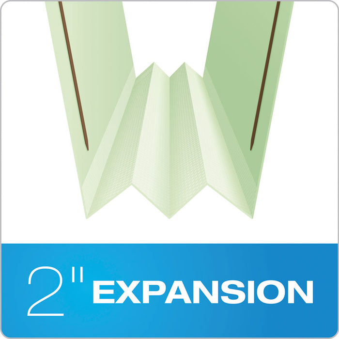 Heavy-Duty Pressboard Folders with Embossed Fasteners, 1/3-Cut Tab, Expands 2", 2 Fasteners, Letter Size, Green, 25/Box