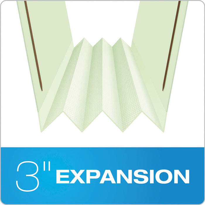 Heavy-Duty Pressboard Folders with Embossed Fasteners, 1/3-Cut Tab, Expands 3", 2 Fasteners, Legal Size, Green, 25/Box