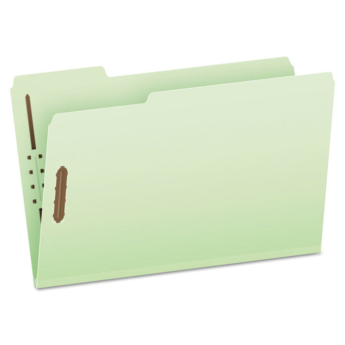 Heavy-Duty Pressboard Folders with Embossed Fasteners, 1/3-Cut Tab, Expands 3", 2 Fasteners, Legal Size, Green, 25/Box