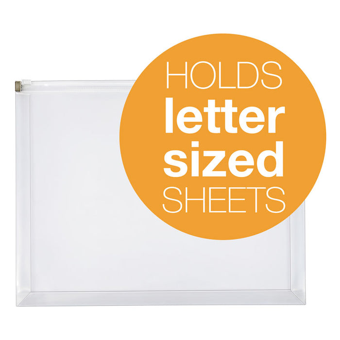 Poly Zip Envelope, Zipper Closure, 10 x 13, Clear, 5/Pack