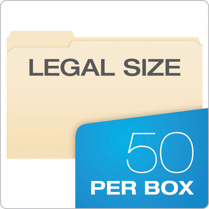 Manila Fastener Folders, 1/3-Cut Tab: Assorted, 1 Fastener, Legal Size, Manila, 50/Box