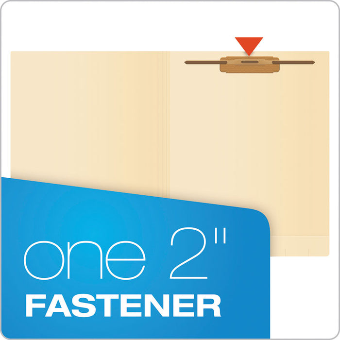 Manila End Tab Expanding Fastener Folders, 2-Ply Straight Tab, Expands 0.75", 1 Fastener, Letter Size, Manila, 50/Box