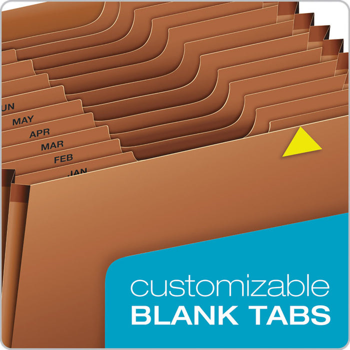 Heavy-Duty Open-Top Expanding Stadium File, 12 Sections, 1/3-Cut Tabs, Letter Size, Redrope