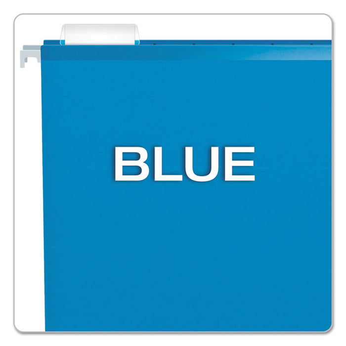 Extra Capacity Reinforced Hanging File Folders with Box Bottom, 2" Capacity, Legal Size, 1/5-Cut Tabs, Blue, 25/Box