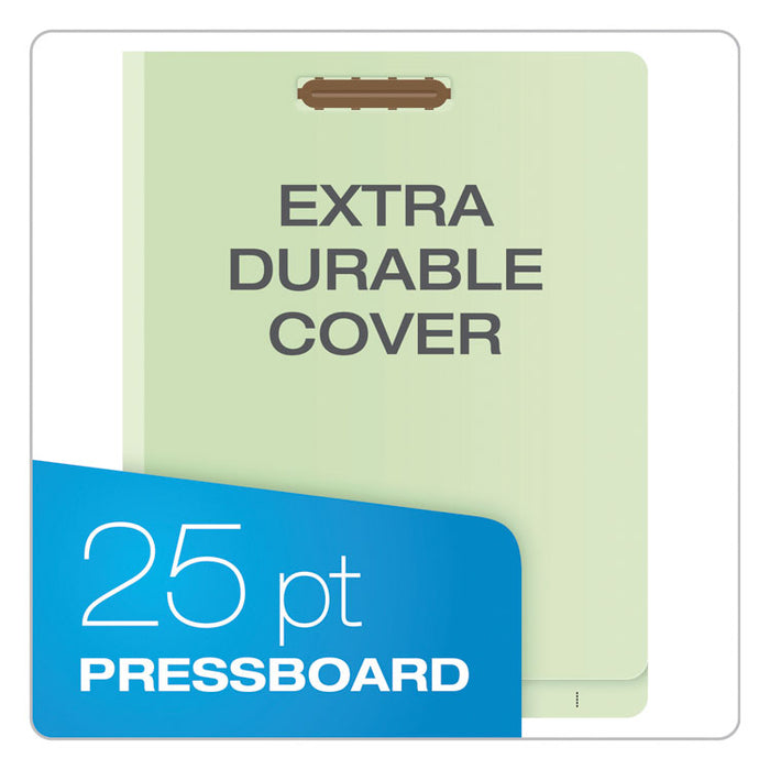 End Tab Classification Folders, Straight Tab, Expands 2.5", 2 Dividers, 6 Fasteners, Letter Size, Pale Green, 10/Box