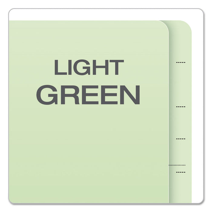 End Tab Classification Folders, Straight Tab, Expands 2", 2 Dividers, 6 Fasteners, Legal Size, Pale Green, 10/Box