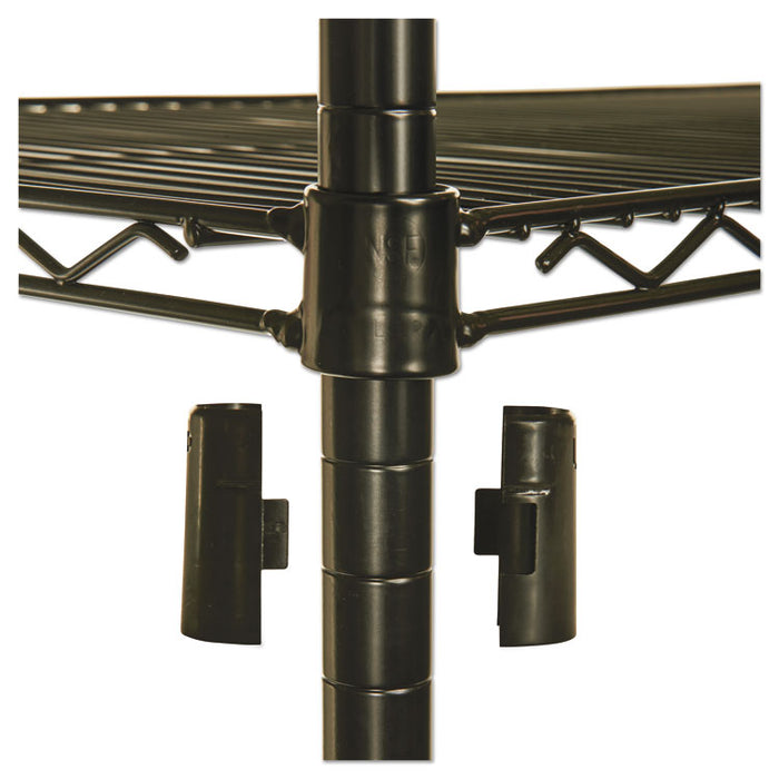 NSF Certified Industrial Four-Shelf Wire Shelving Kit, 48w x 18d x 72h, Black